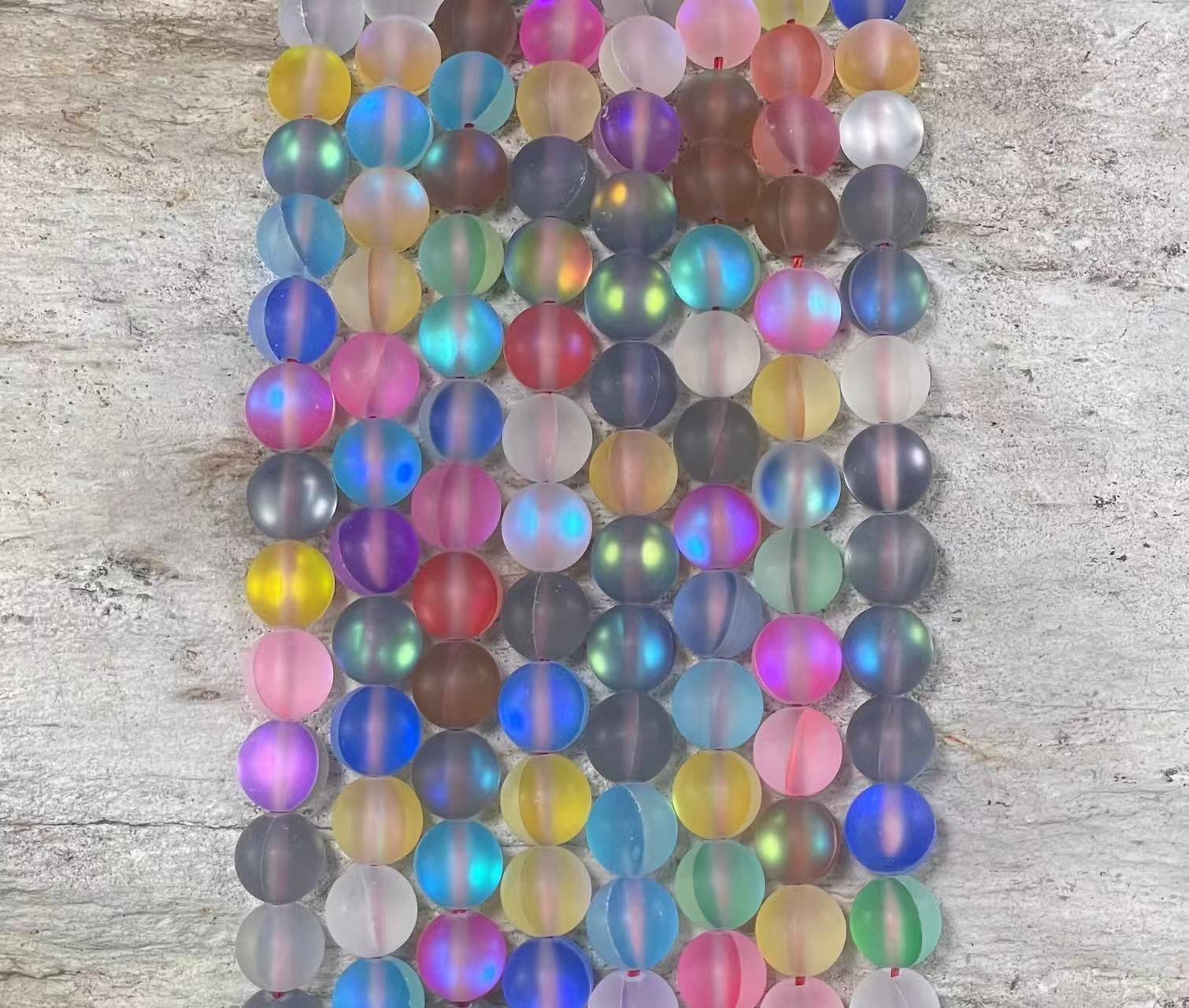 Matte Mermaid Glass Beads aka Mystic Aura Quartz, Round 6mm 8mm