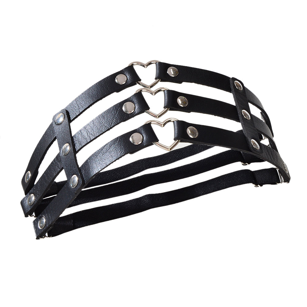 Punk Gothic Black Pu Leather Elastic Leg Chain Cosplay Party Body Jewellery Gift-4